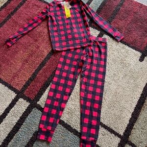 Plaid Kids Pajamas - Red and Black size 10